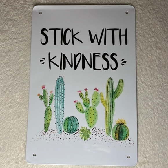 Spread Love+ Positivity with this 'Stick With Kindness' Cactus Hanging Wall Sign - Picture 1 of 2